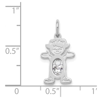 14K White Gold Girl 6x4 Oval Genuine White Topaz Pendant