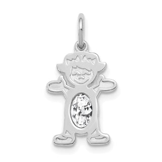 14K White Gold Girl 6x4 Oval Genuine White Topaz Pendant