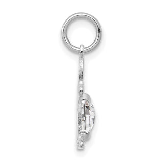 14K White Gold Boy 6x4 Oval Genuine White Topaz Pendant