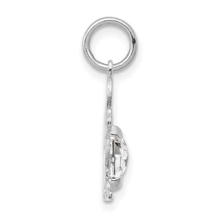 14K White Gold Boy 6x4 Oval Genuine White Topaz Pendant