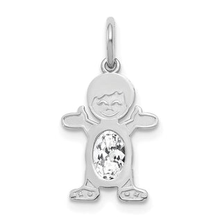 14K White Gold Boy 6x4 Oval Genuine White Topaz Pendant