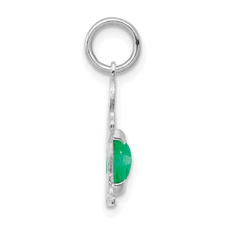 14K White Gold Boy 6x4 Oval Genuine Emerald-May Pendant