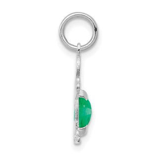 14K White Gold Boy 6x4 Oval Genuine Emerald-May Pendant