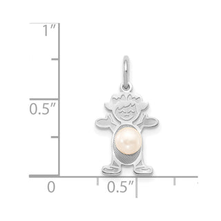 14K White Gold Girl 4mm Freshwater Cultured Pearl-June Charm