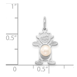 14K White Gold Girl 4mm Freshwater Cultured Pearl-June Charm
