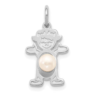 14K White Gold Girl 4mm Freshwater Cultured Pearl-June Charm