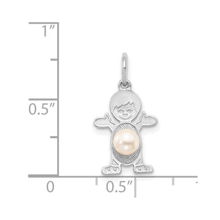 14K White Gold Boy 4mm Freshwater Cultured Pearl-June Charm