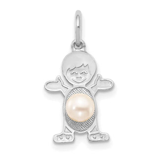 14K White Gold Boy 4mm Freshwater Cultured Pearl-June Charm