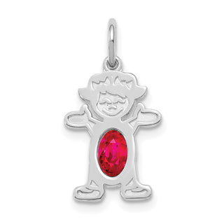 14K White Gold Girl 6x4 Oval Genuine Ruby-July Pendant