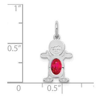 14K White Gold Boy 6x4 Oval Genuine Ruby-July Pendant