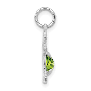 14K White Gold Girl 6x4 Oval Genuine Peridot-August Pendant