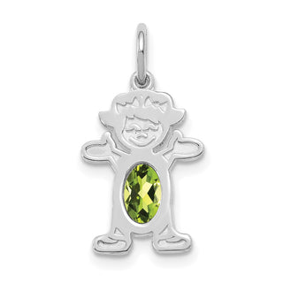 14K White Gold Girl 6x4 Oval Genuine Peridot-August Pendant