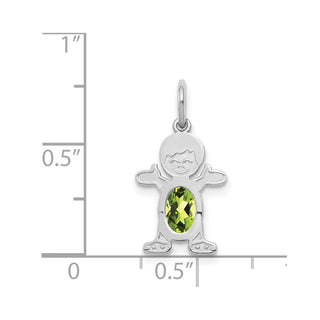 14K White Gold Boy 6x4 Oval Genuine Peridot-August Pendant