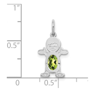 14K White Gold Boy 6x4 Oval Genuine Peridot-August Pendant