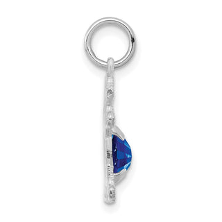 14K White Gold Girl 6x4 Oval Genuine Sapphire-September Pendant