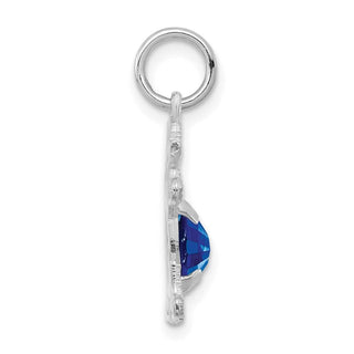 14K White Gold Girl 6x4 Oval Genuine Sapphire-September Pendant