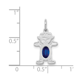 14K White Gold Girl 6x4 Oval Genuine Sapphire-September Pendant