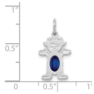 14K White Gold Girl 6x4 Oval Genuine Sapphire-September Pendant