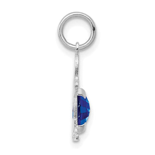 14K White Gold Boy 6x4 Oval Genuine Sapphire-September Pendant