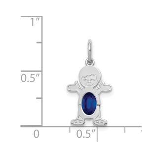 14K White Gold Boy 6x4 Oval Genuine Sapphire-September Pendant