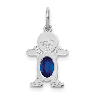 14K White Gold Boy 6x4 Oval Genuine Sapphire-September Pendant