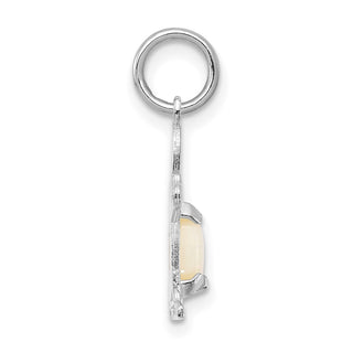 14K White Gold Boy 6x4 Oval Genuine Opal-October Pendant