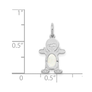 14K White Gold Boy 6x4 Oval Genuine Opal-October Pendant