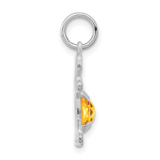 14K White Gold Girl 6x4 Oval Genuine Citrine-November Pendant