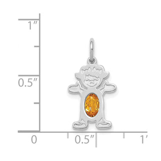 14K White Gold Girl 6x4 Oval Genuine Citrine-November Pendant