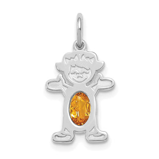 14K White Gold Girl 6x4 Oval Genuine Citrine-November Pendant