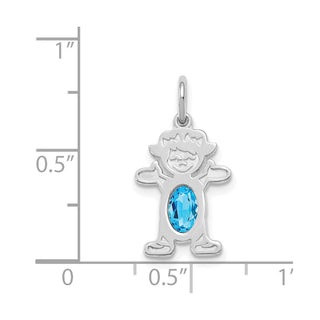 14K White Gold Girl 6x4 Oval Genuine Blue Topaz-December Pendant