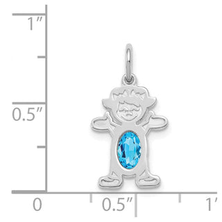 14K White Gold Girl 6x4 Oval Genuine Blue Topaz-December Pendant