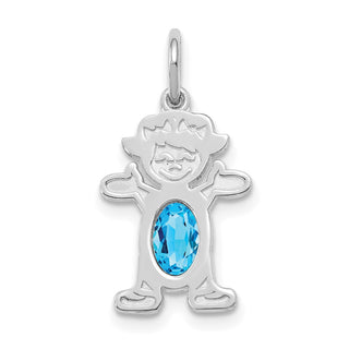 14K White Gold Girl 6x4 Oval Genuine Blue Topaz-December Pendant
