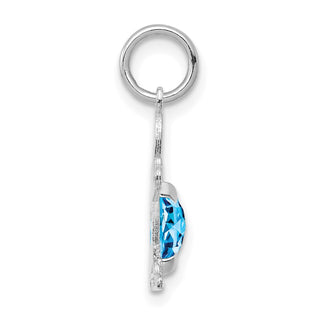 14K White Gold Boy 6x4 Oval Genuine Blue Topaz-December Pendant
