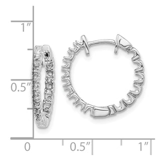 14k White Gold 18mm AAA Diamond Hinged Hoop Earrings