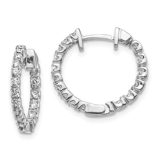 14k White Gold 18mm AAA Diamond Hinged Hoop Earrings