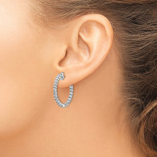 14k White Gold 26mm A Diamond Hinged Hoop Earrings