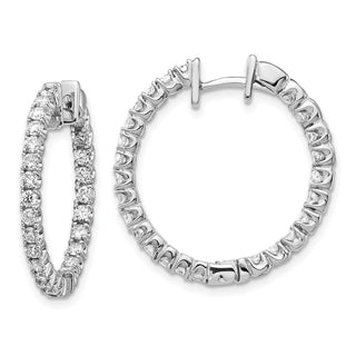 14k White Gold 26mm A Diamond Hinged Hoop Earrings