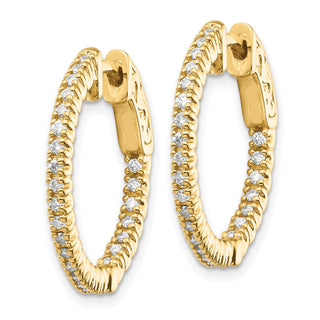 14k Yellow Gold 15mm 0.4ctw Diamond Round Hoop w/Safety Clasp Earrings
