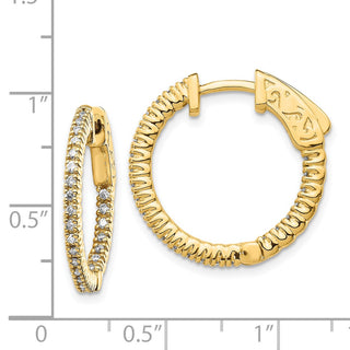 14k Yellow Gold 15mm 0.4ctw Diamond Round Hoop w/Safety Clasp Earrings