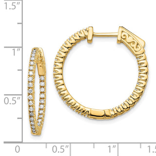 14k Yellow Gold 19mm 0.6ctw Diamond Round Hoop w/Safety Clasp Earrings
