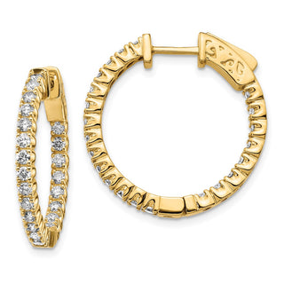 14k Yellow Gold 25mm 1.23ctw Diamond Round Hoop w/Safety Clasp Earrings