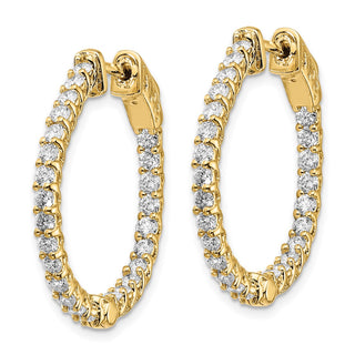 14k Yellow Gold 19mm 1.75ctw Diamond Round Hoop w/Safety Clasp Earrings