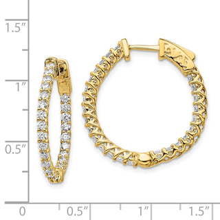 14k Yellow Gold 19mm 1.75ctw Diamond Round Hoop w/Safety Clasp Earrings