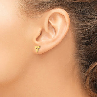 14k Yellow Gold 8mm Open Triangle Stud Earrings
