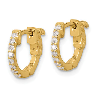 14k Yellow Gold 11.3mm .24ctw Round Hoop w/ Safety Clasp Diamond Earrings