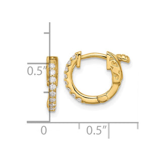 14k Yellow Gold 11.3mm .24ctw Round Hoop w/ Safety Clasp Diamond Earrings