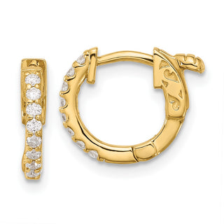 14k Yellow Gold 11.3mm .24ctw Round Hoop w/ Safety Clasp Diamond Earrings