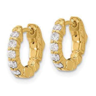 14k Yellow Gold 12.1mm .46ctw Round Hoop w/ Safety Clasp Diamond Earrings