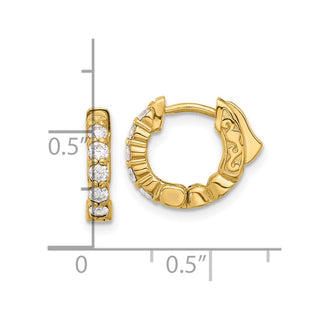 14k Yellow Gold 12.1mm .46ctw Round Hoop w/ Safety Clasp Diamond Earrings